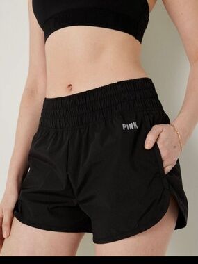 Victoria's Secret PINK Athletic Shorts Black Brief Lined Pockets Running Gym XXL